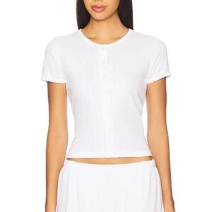 Leset Pointelle short sleeve cardigan